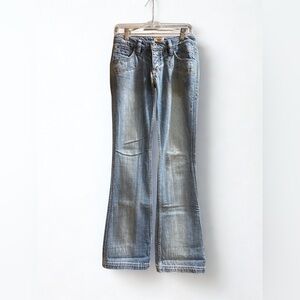 Antik Denim Bootcut Jeans | Size 27 | Pink Stitching & Embroidered Pockets